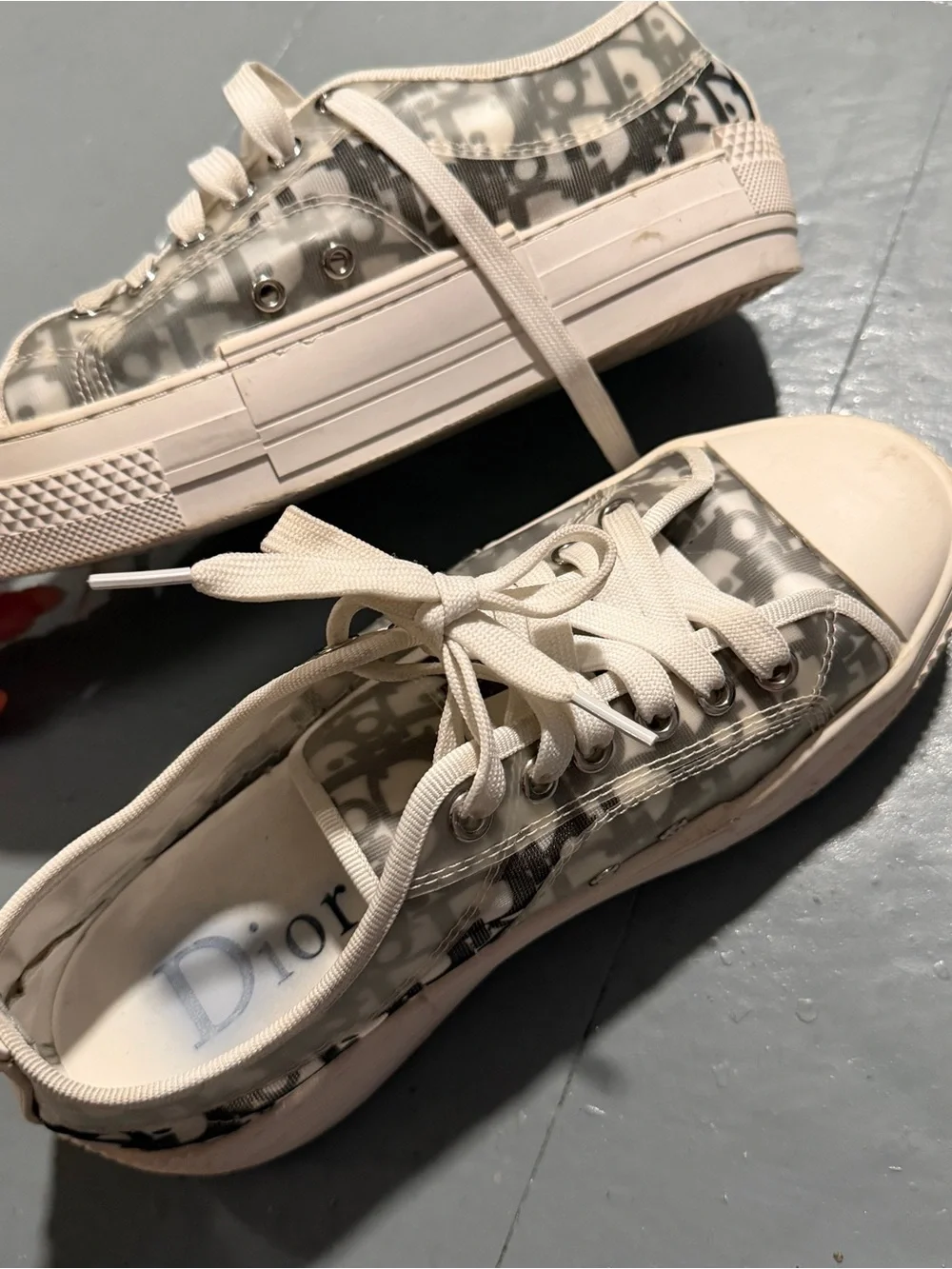 Dior Kids White and Gray Logo Low-Top Sneakers
